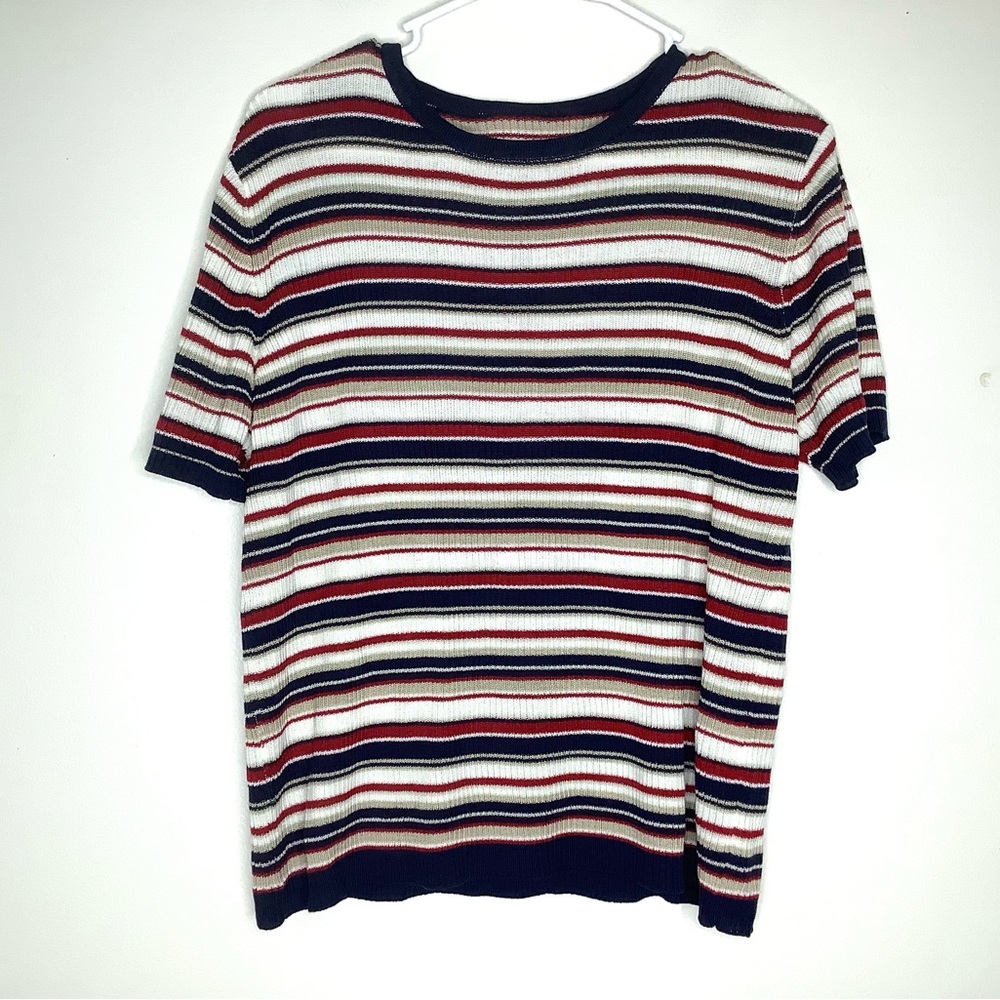 < Vintage Faded Glory Short Sleeve Knit Sweater Top >